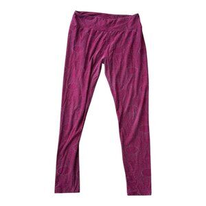 LuLaRoe Tall & Curvy Burgundy Leggings Women Size 12-18 Polka Dots Circles